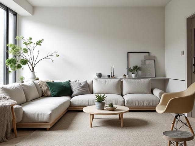 Stilish home staging av en stue for salg